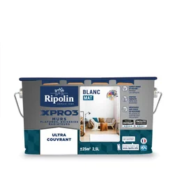 Peinture Mur, Plafond Et Boiserie Ripolin Xpro3 Blanc Mat, 2.5 L