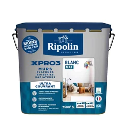 Peinture Mur, Plafond Et Boiserie Ripolin Xpro3 Blanc Mat, 5 L