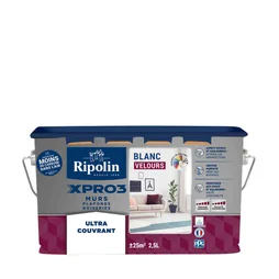Peinture Mur, Plafond Et Boiserie Ripolin Xpro3 Blanc Velours, 2.5 L
