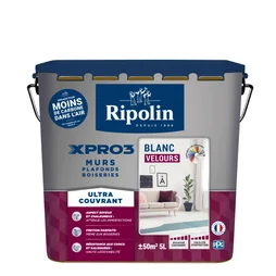 Peinture Mur, Plafond Et Boiserie Ripolin Xpro 3 Blanc Velours, 5 L