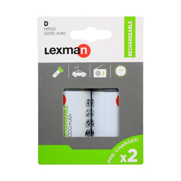 Lot De 2 Piles Rechargeable Hr20, 3000 Mah, Lexman