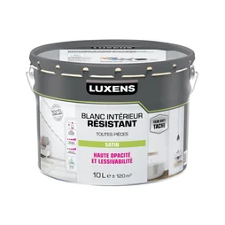 Peinture Mur, Plafond Et Boiserie Luxens Durable&Résistant Blanc Satiné, 10 L