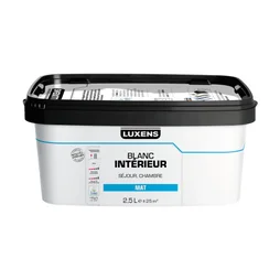Peinture mur intérieur séjour et chambre, LUXENS, 2.5 L blanc mat
