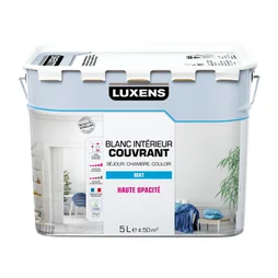 Peinture mur, plafond et boiserie couvrante, LUXENS, 5 L blanc mat