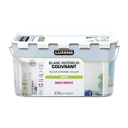 Peinture mur, plafond et boiserie couvrante, LUXENS, 2.5 L blanc satiné