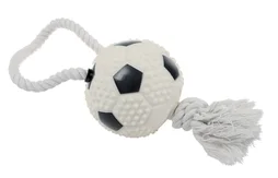 Jouet chien balle foot + corde 10cm