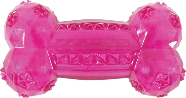 Jouet chien tpr os pop 12cm framboise