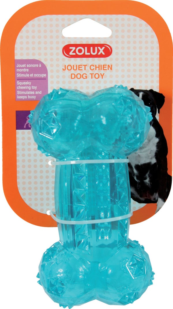 Jouet chien tpr os pop 14cm turquoise