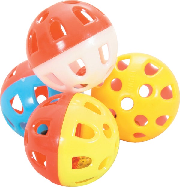 Lot de 4 jouets pour chat sphères à grelots, ZOLUX, 3 cm