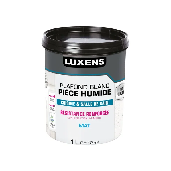 Peinture Plafond Luxens Pièces Humides Blanc Mat, 1 L
