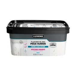 Peinture Plafond Luxens Pièces Humides Blanc Mat, 2.5 L