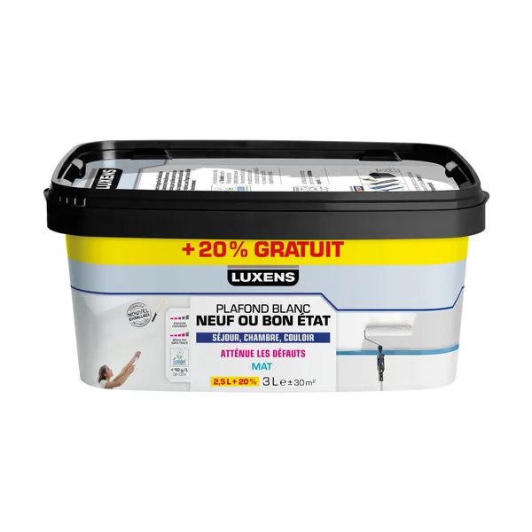 Peinture plafond LUXENS Sans trace blanc mat, 3 l