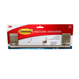 Porte-serviettes 1 barre fixe nickel satiné Command 3M