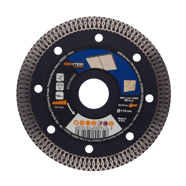 Disque Diamant Turbo Pour Carrelage Dexter Pro, Diam.115 Mm