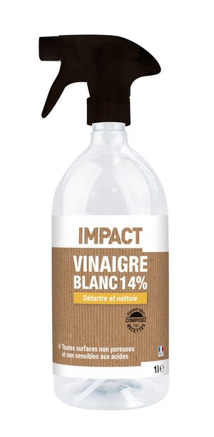 Vinaigre blanc ménager liquide 14°, IMPACT, 1 L