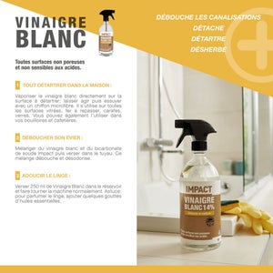 Vinaigre blanc ménager liquide 14°, IMPACT, 1 L