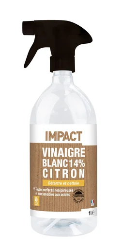 Vinaigre blanc ménager liquide multisurface 14%, IMPACT, citron 1 L