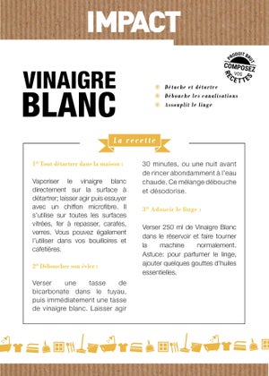 Vinaigre blanc ménager liquide multisurface 14%, IMPACT, citron 1 L