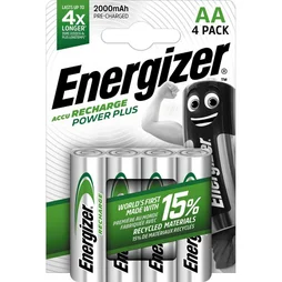 Lot De 4 Piles Rechargeable Aa Power Plus, 2500 Mah, Energizer