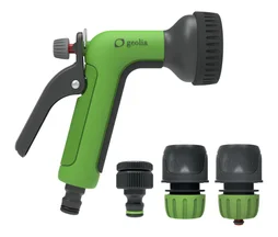 Set pistolet d'arrosage réglable GEOLIA 8 jets + 2 raccords 12.5-15 mm