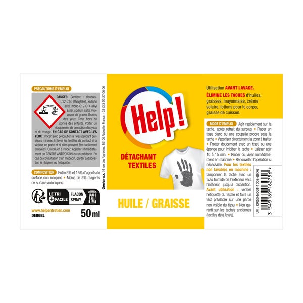 Détachant Huile Et Graisse Help Tâches De Graisses