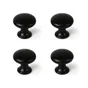 Boutons de meuble ronds, zamak noir verni, Diam.25 mm X4