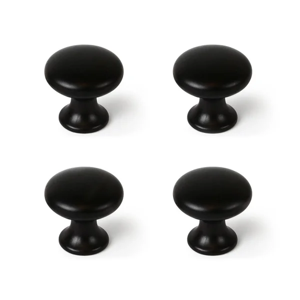 Boutons de meuble ronds, zamak noir verni, Diam.25 mm X4