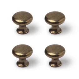 Boutons de meuble ronds, zamak vieil or laitonné, Diam.25 mm X4