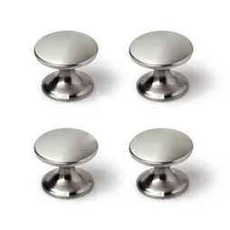 Lot De 4 Boutons De Meuble Rond Zamak Brossé H.27 X L.33 X P.33 Mm