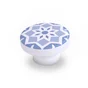 Lot De 4 Boutons De Meuble Carreau De Ciment Bleu Bois H.22 X L.39 X P.39 Mm