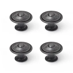 Lot De 4 Boutons De Meuble Rond Zamak Vieilli H.26 X L.35 X P.35 Mm