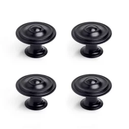 Boutons de meuble ronds, zamak noir verni, Diam.35 mm X4