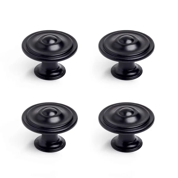 Boutons de meuble ronds, zamak noir verni, Diam.35 mm X4