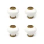 Boutons de meuble ronds, acier blanc laitonné, Diam.31 mm X4