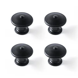 Boutons de meuble ronds, zamak noir verni, Diam.30 mm X4