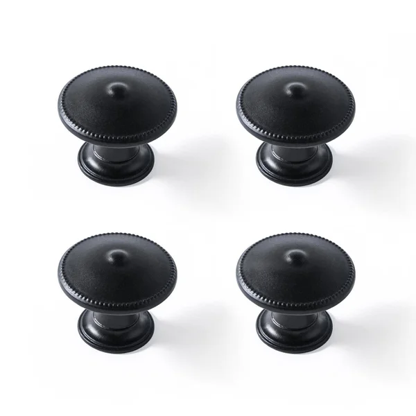 Boutons de meuble ronds, zamak noir verni, Diam.30 mm X4