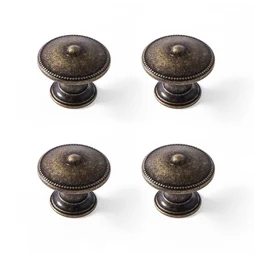 Lot De 4 Boutons De Meuble Rond Zamak Laitonné H.22 X L.30 X P.30 Mm