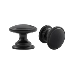 Boutons de meuble ronds Audric, zamak noir verni, Diam.30.5 mm X2