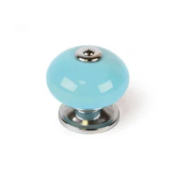 Bouton De Meuble Boule Bleu Porcelaine H.38 X L.40 X P.40 Mm