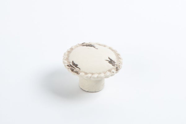 Bouton De Meuble Rond Porcelaine Creme Vieilli H.28 X L.44 X P.44 Mm