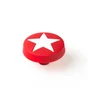 Bouton de meuble rond Etoile, pvc blanc / rouge, Diam.43 mm