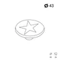Bouton de meuble rond Etoile, pvc blanc / rouge, Diam.43 mm