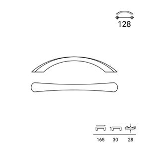 Poignée de meuble Arc, aluminium noir chromé, entraxe 128 mm