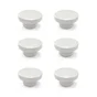 Boutons de meuble ronds, bois blanc verni, Diam.39 mm X6