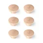 Lot De 6 Boutons De Meuble Rond Bois Brut H.22 X L.39 X P.39 Mm