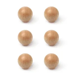 Lot De 6 Boutons De Meuble Boule Hêtre Bois H.32 X L.29 X P.29 Mm