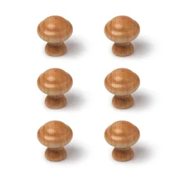 Lot De 6 Boutons De Meuble Rond Bois Verni H.32 X L.30 X P.30 Mm