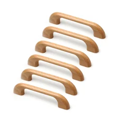 Lot De 6 Poignées De Meuble Entraxe 96 Mm Bois Verni