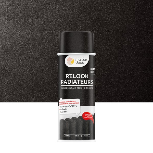 Peinture aérosol radiateur MAISON DECO noir quartz 0.400 L