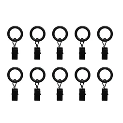 Lot de 10 anneaux pour tringle à rideau Clip 9 mm acier noir brossé